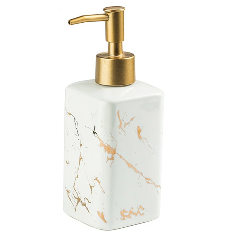 Soap Dispenser, Ceramic Hand Bottle Refillable Marbling Soap & Lotion Dispenser For Bathroom Kitchen