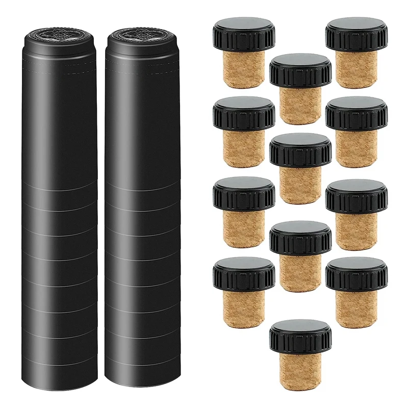 Caps Wrap Wine Bottle Seals Set 50 Pcs Black Pvc Heat Shrink Wine Bottle Seals 50 Pcs Wine Corks Set Kit Heat Pvc Shrink Wrap