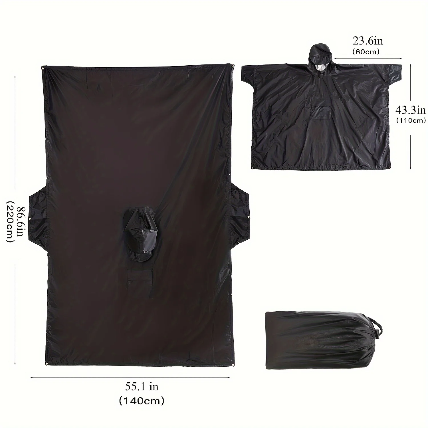 3 In 1 Outdoor Military Waterproof Raincoat Rain Coat Men Raincoat Women Awning From The Rain Motorcycle Rain Poncho Picnic Mat