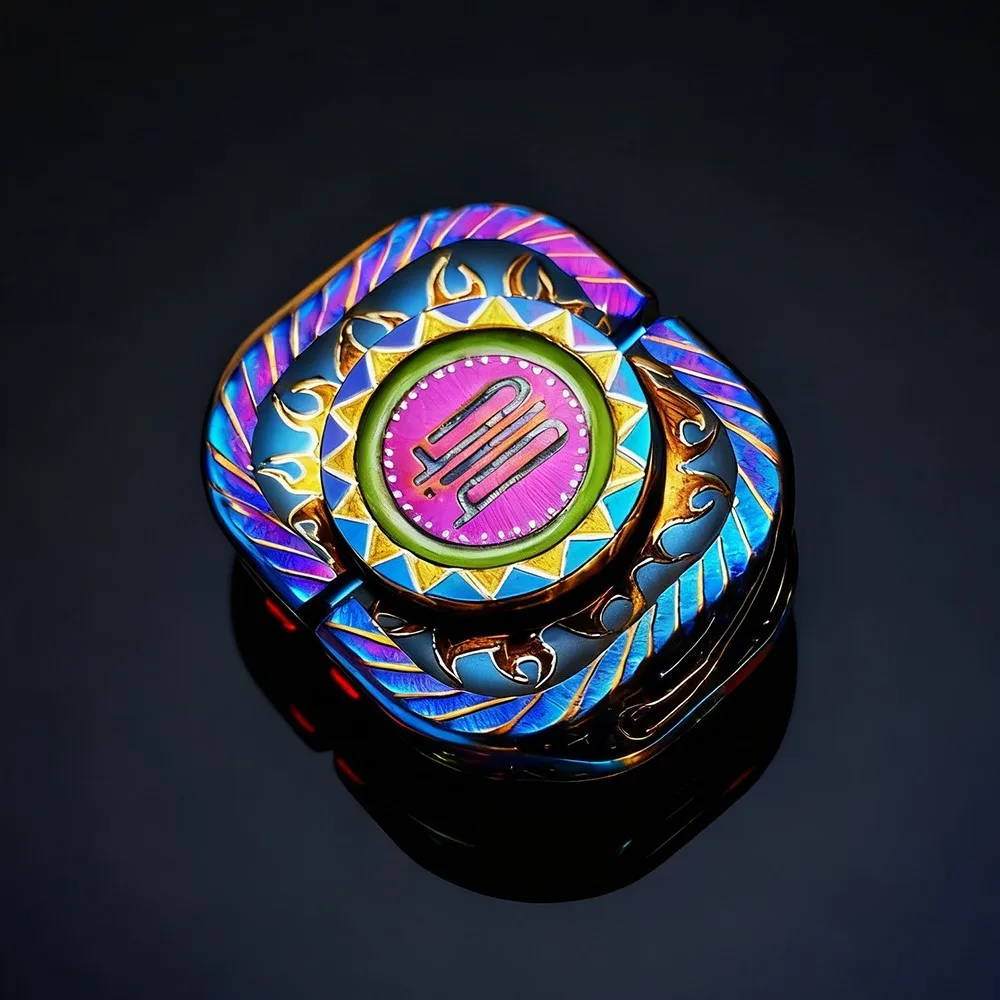 LAUTIE EDC BIT01 Titanium Blue Fidget Spinner Luminous Handmade Carving Stress Relief Toy Fidget Toys For Adults