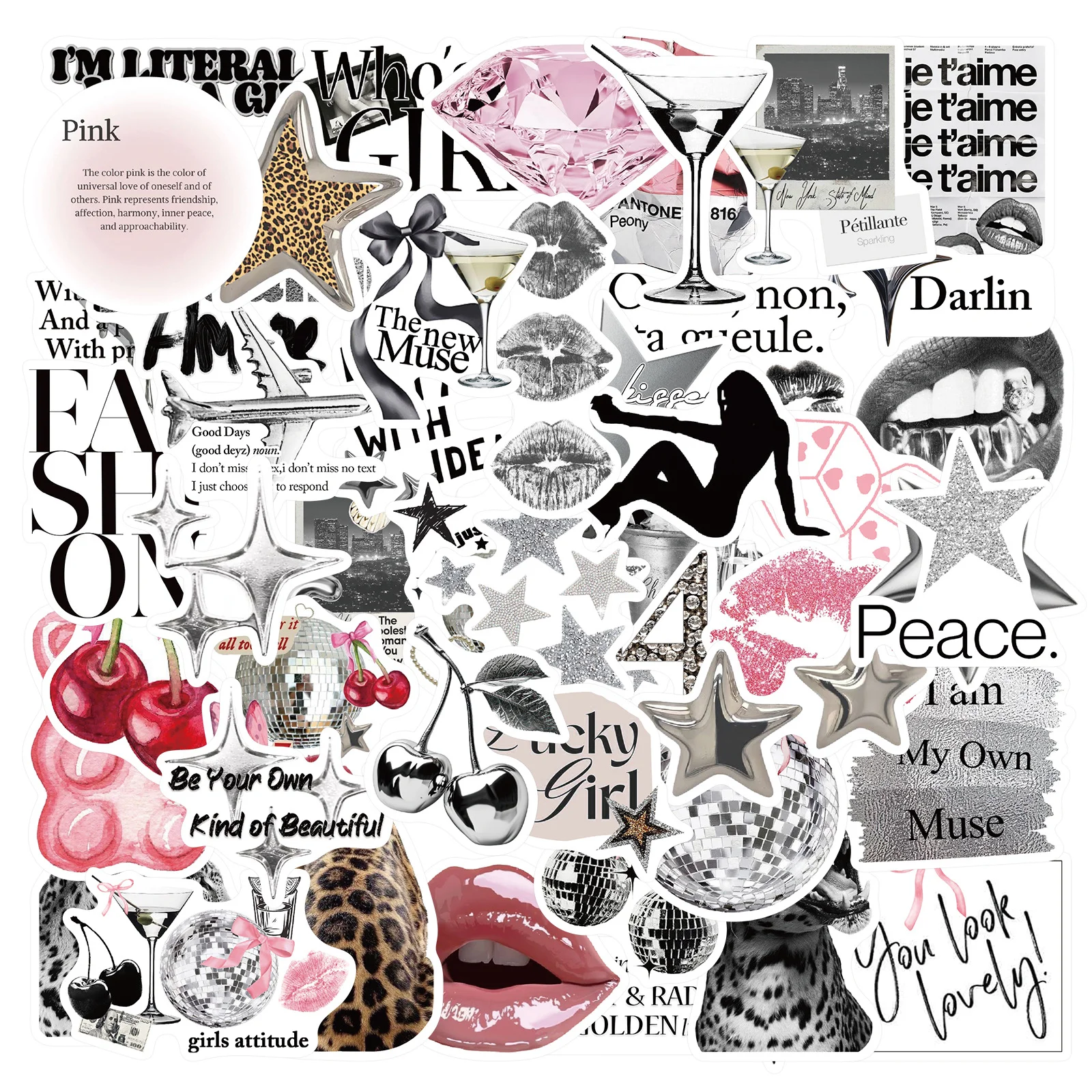 

50 шт. серебряные наклейки на удачу, эстетические наклейки Y2k, наклейки r конверт, бутылка с водой, компьютер, ноутбук, телефон, багаж, ноутбук, Fridg