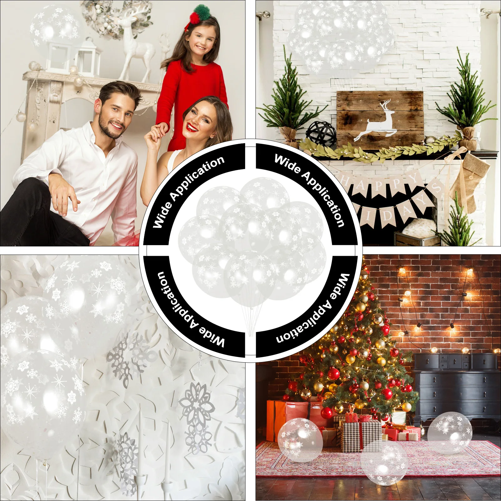 

100Pcs Thick Latex Balloons 12 Inches Snowflakes Pattern Christmas Decoration Party Decor Festival Birthday Xmas Balloons