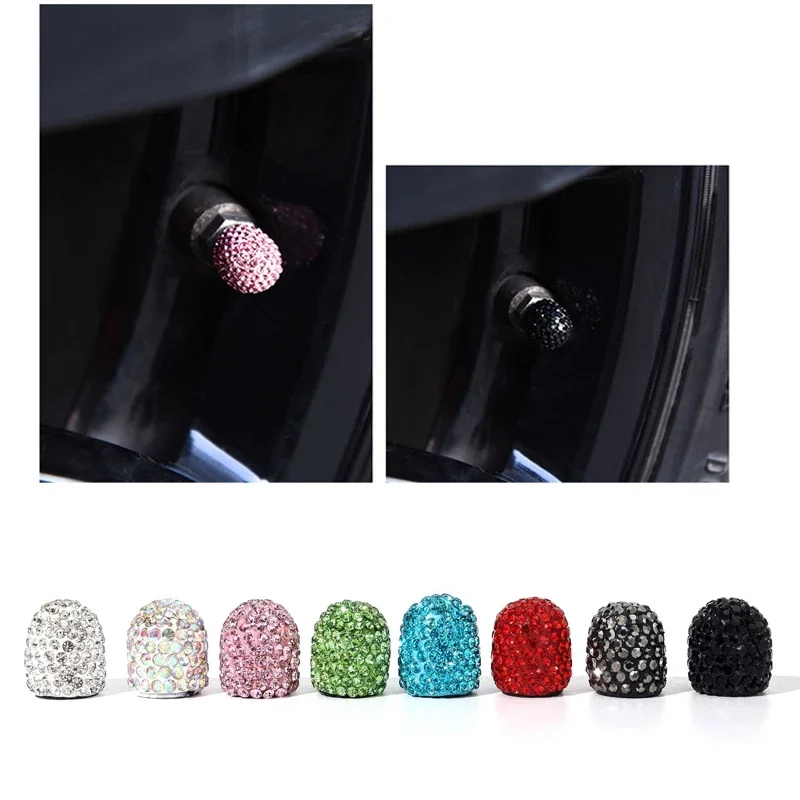2/4pcs Diamond Car Tire Valve Caps Shining Dust-proof Wheel Valve Cover Vehicle Bling Crystal Valve Cap Car Styling Accessories