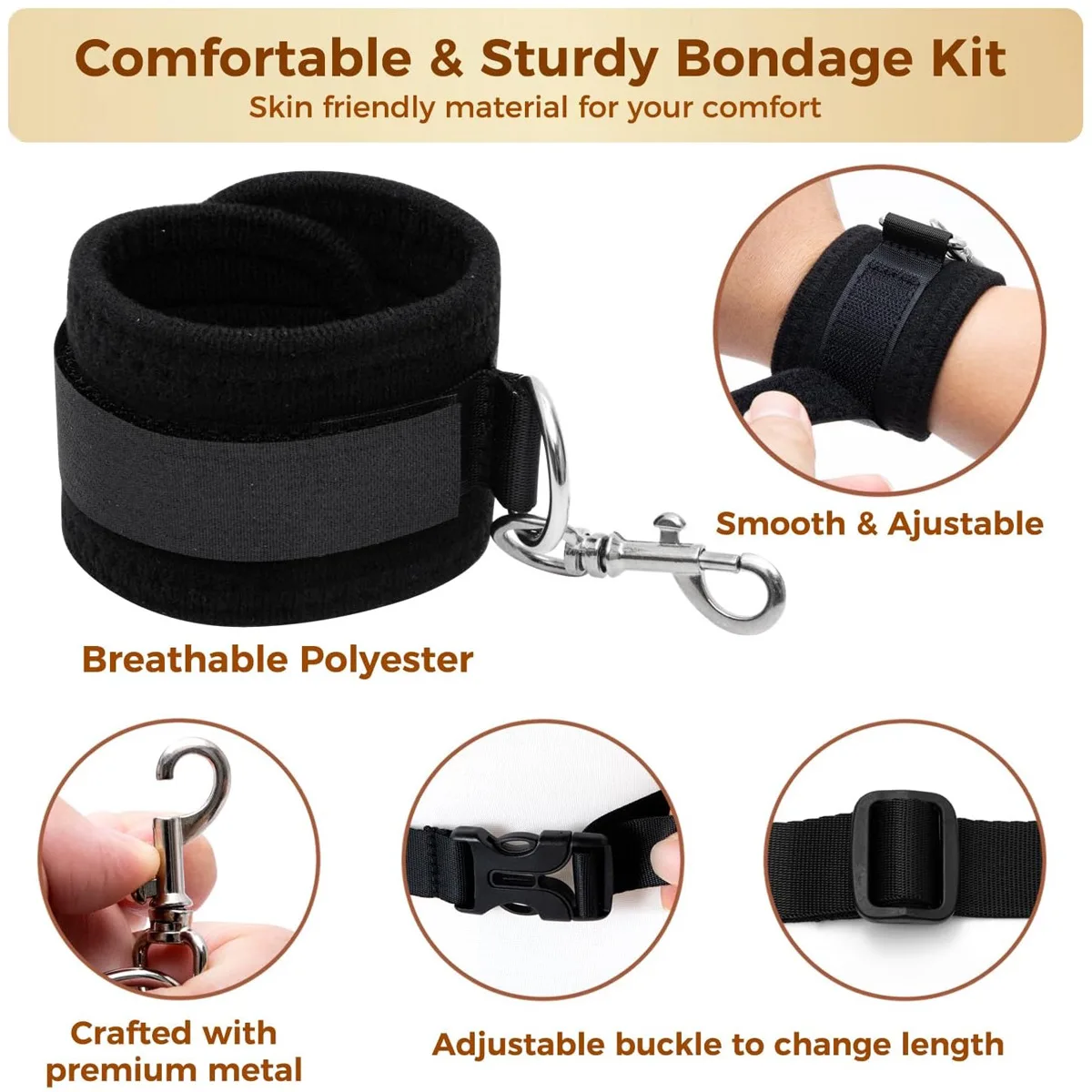 Sex BDSM Handcuff Restraint Set Kits Slave SM Fetish Sextoy Sadistic Adult Game Bondage Strap Couple Hand Ankle Restraints Toy