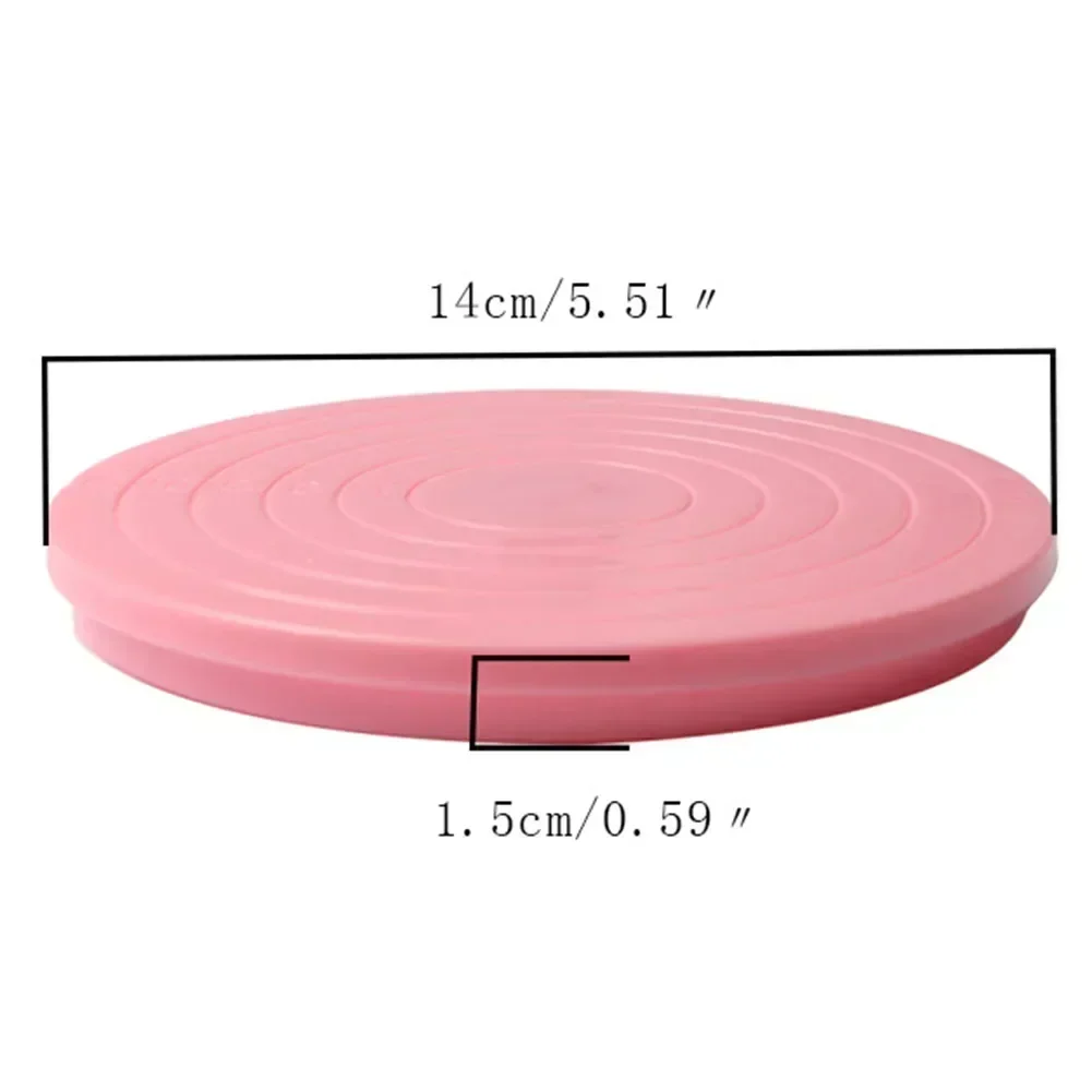 Round 14 CM Cake Turntable Plastic Pink Rotating Stand Plate Baking Revolving Decoration Platform  Revolving Baking Tools