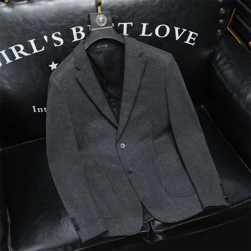 

Мужские пиджаки из полиэстера и вискозы, изысканный приталенный повседневный мягкий удобный костюм высокого качества для четырех сезонов Terno Masculino