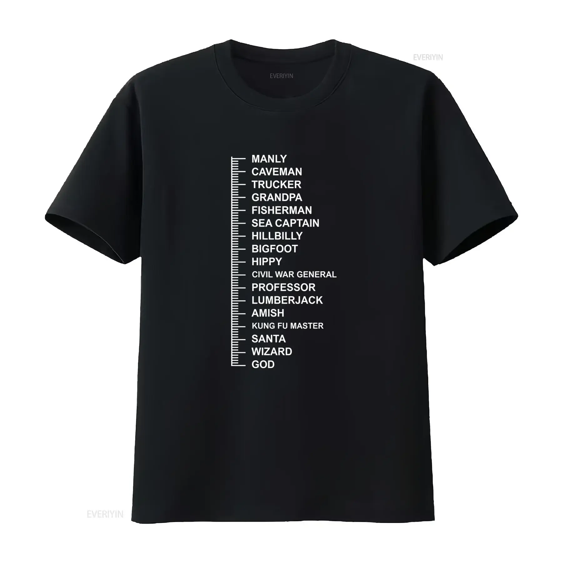 Funny Beard Length Measurement Chart Print Men's Casual T Shirt vintage Washed homme Soft Top For Everyday Wear streetwear