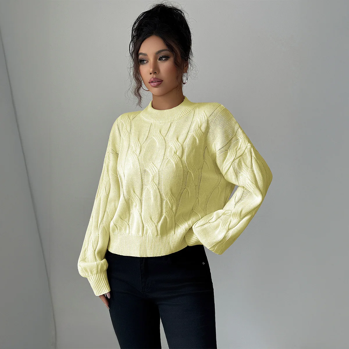Zeyi Elegant Round Neck Knitted Long Sleeve Sweater For Women 2026 Autumn/winter Dress Elegant Beach Lace Clothing Midi
