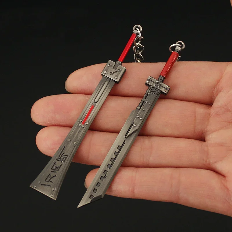 9cm Final Fantasy Mini Sword Weapon Model Pendant Keychain for Men Fushion/Buster/Hardedge/Invictus Metal Key Ring Fans Jewelry