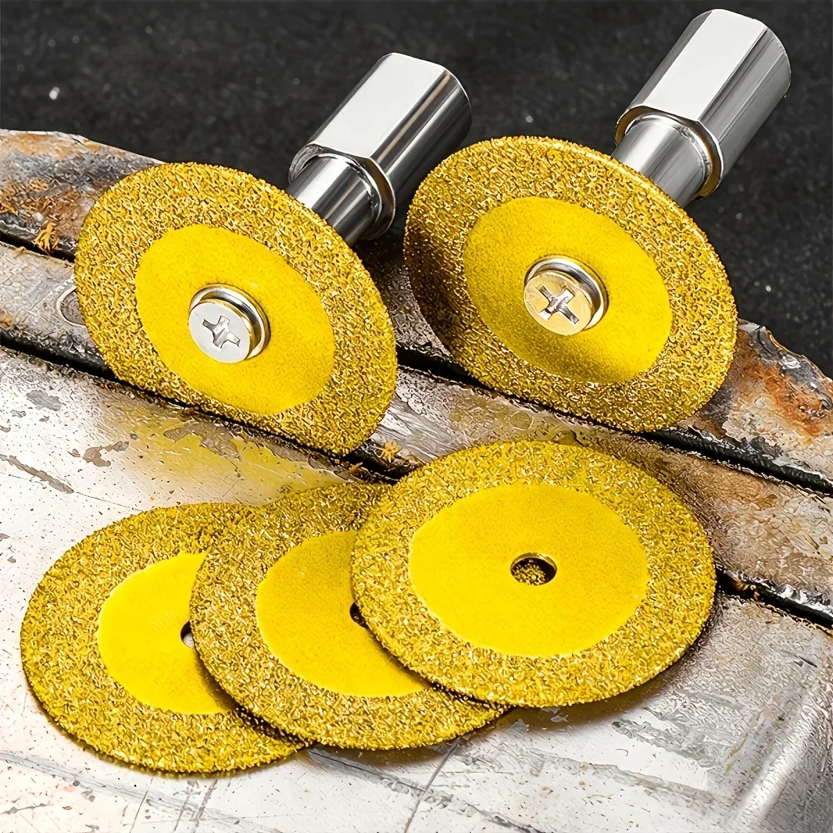 Mini Rotary Diamond Saw Disc 4Pcs Kit, Cutting & Grinding Wheel for Tile Marble Glass Jade Ceramic Stone Metal