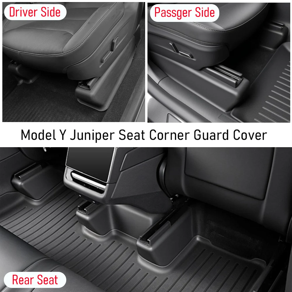USVOTOV Tesla Model Y Juniper 2025 2026 여행용 액세서리 안티 킥 케이스 트림 용 시트 슬라이드 레일 패드 커버 아래 보호대 썸네일 4