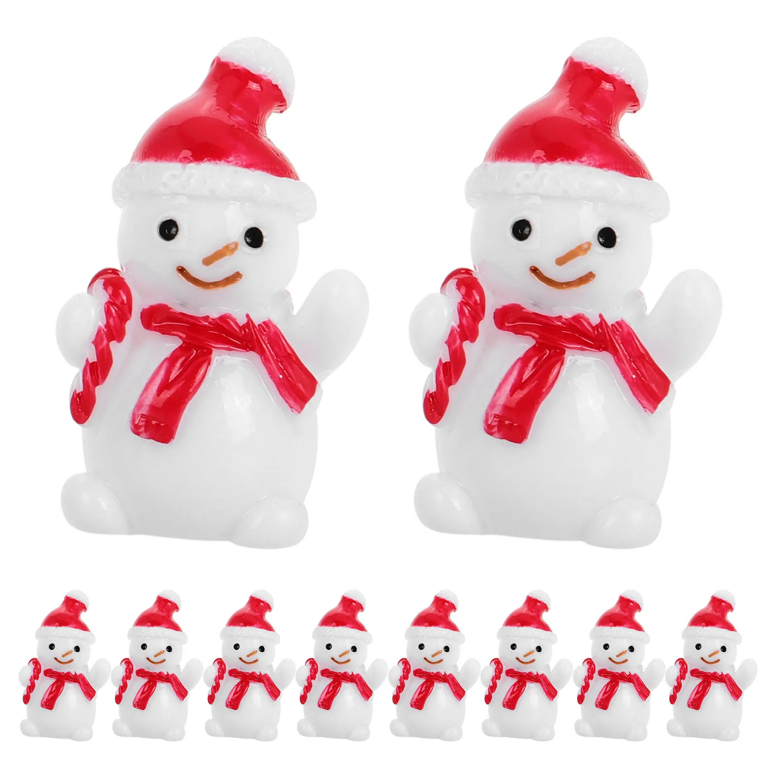 

10 Pcs Christmas Decor Outdoor Mini Snowman Festive Resin Music House Ornament Cute Red Xmas Village Accessories