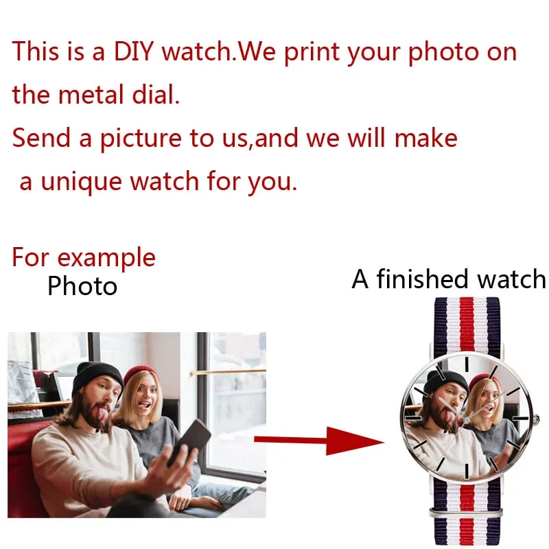 Zegarek z własnym zdjęciem DIY dla miłośników zegarków, modny design, zegarek na rękę z nadrukiem Twojego zdjęcia, zegarki na zamówienie, prezent na Boże Narodzenie