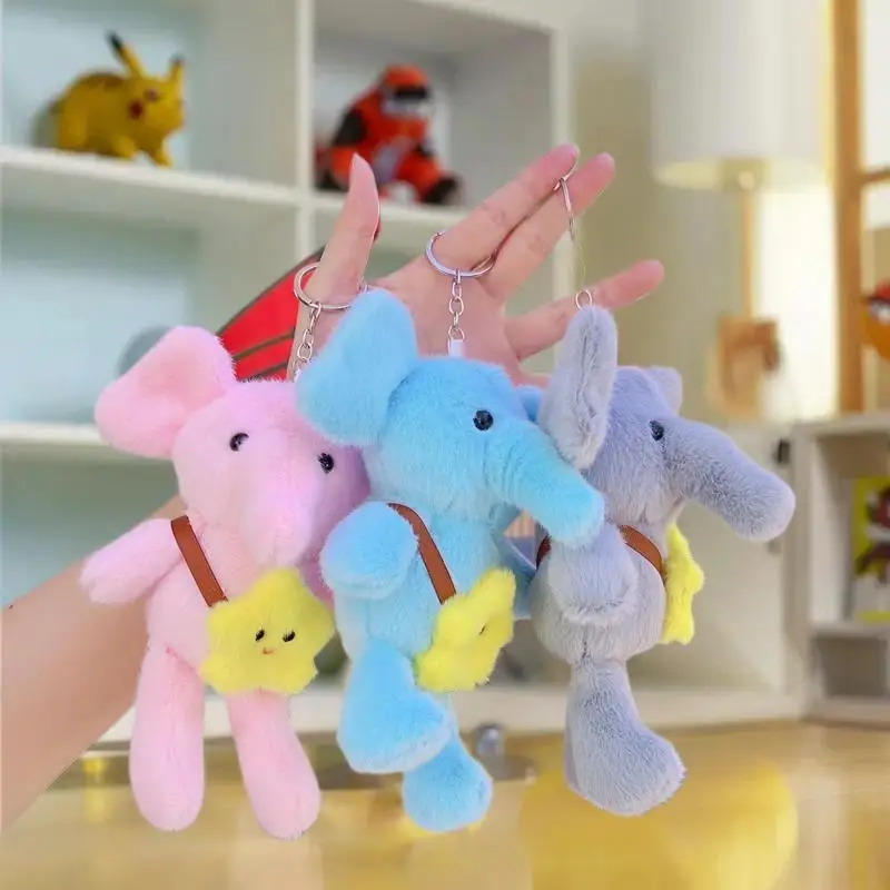 Star Elephant Plush Keychain; Attractive Small Animal Key Ring; Perfect Gift for Holiday, Birthday