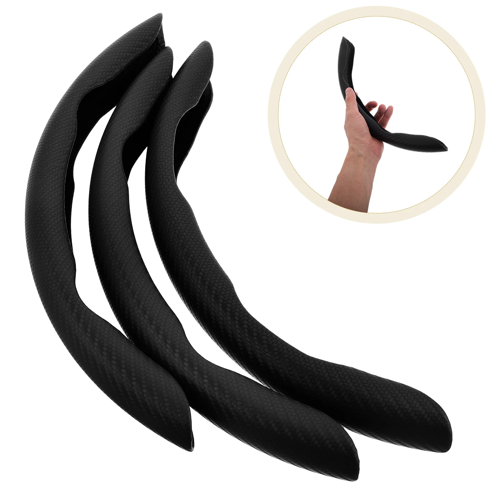 

3 Pcs Steering Wheel Cover Anti-slip Car Accessory Universal Black Plastic Men and Women