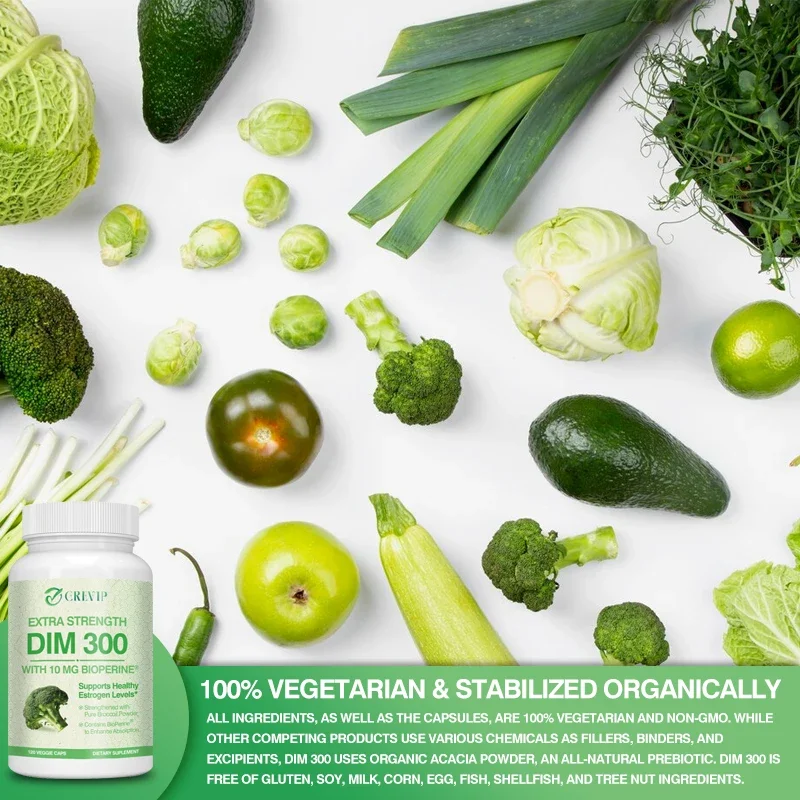 DIM 300 Mg Organic Broccoli - Helps Reduce Acne and Promote Prostate Health