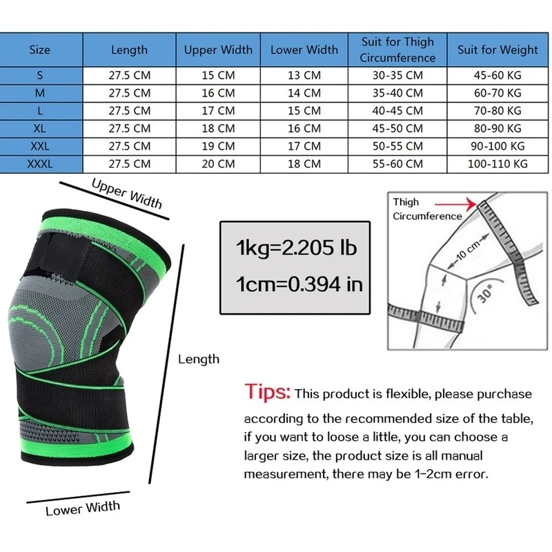 男性と女性のための弾性スポーツ圧縮膝装具パッド、膝パッド、フィットネス機器、バレーボール、バスケットボール、サイクリング、1個