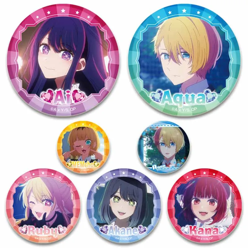 

Anime Oshi No Ko Brooch Pins Ai Hoshino Rubii Akuamarin Akane Cartoon Cosplay Badge for Bags Clothes Backpack Accessories Gifts