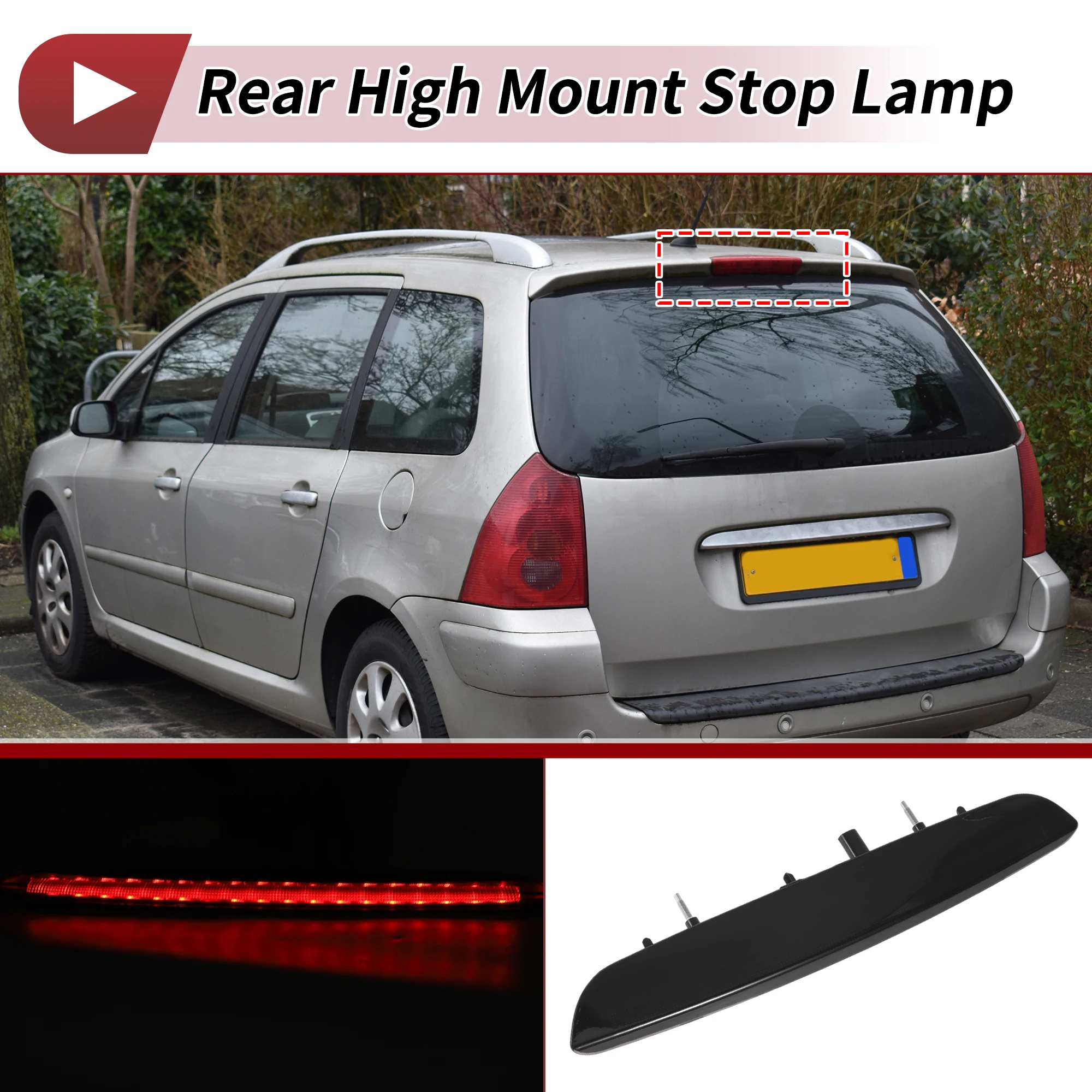 UXCELL Grey LED Third Brake Light for Jeep Renegade 2015-2020 No.68247167AA