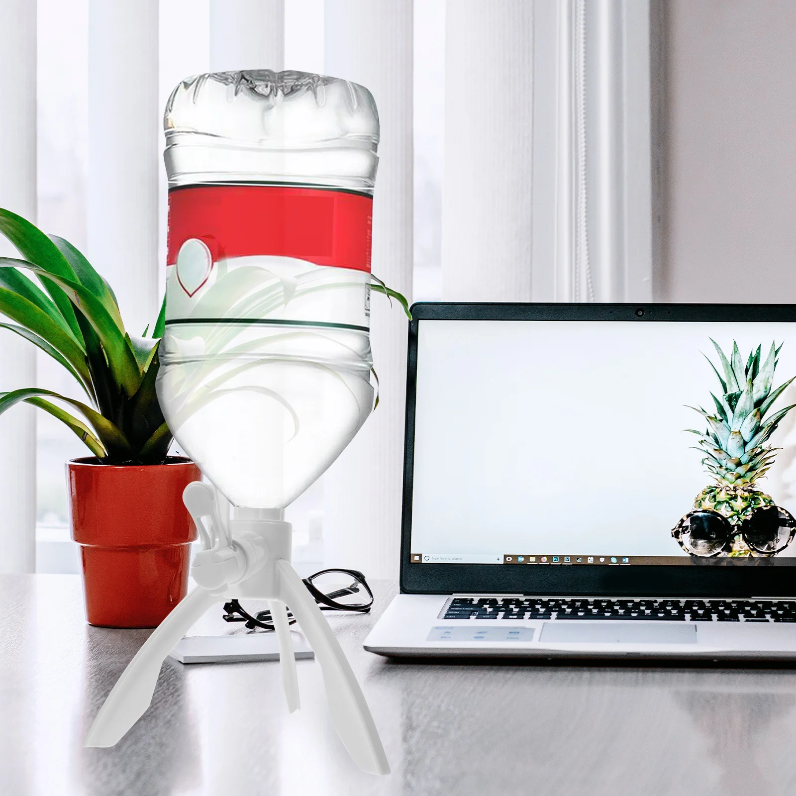 

Water Dispenser Stand Heavy Duty Plastic Compact Design Easy Carry Press Compatible with 3 Adapters for 5L 4.5L