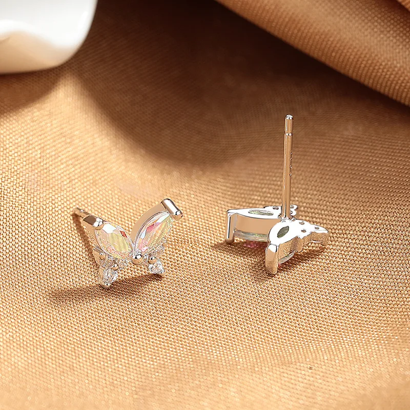 

Dawn's Jewel S925 Sterling Silver Stud Female Colored Zircon Butterfly Earrings Small Fairy