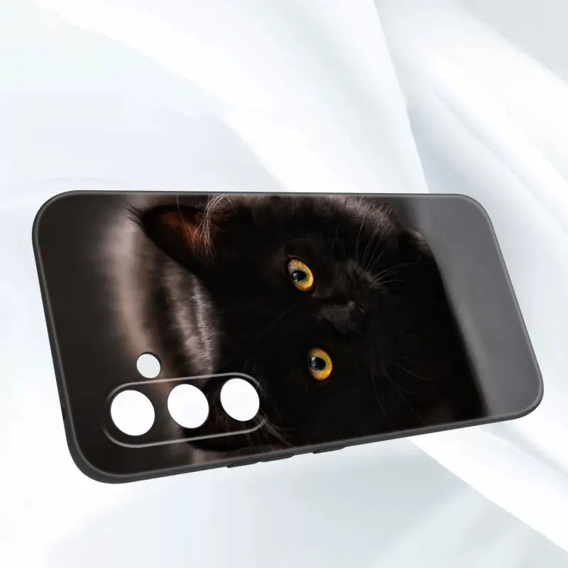 Black Cat Staring Eyes Case For Samsung A13 A22 A24 A32 4G A25 A34 A35 A52S A53 A54 A55 A73 5G A12 A14 A15 A31 A33 A50 A51 A72