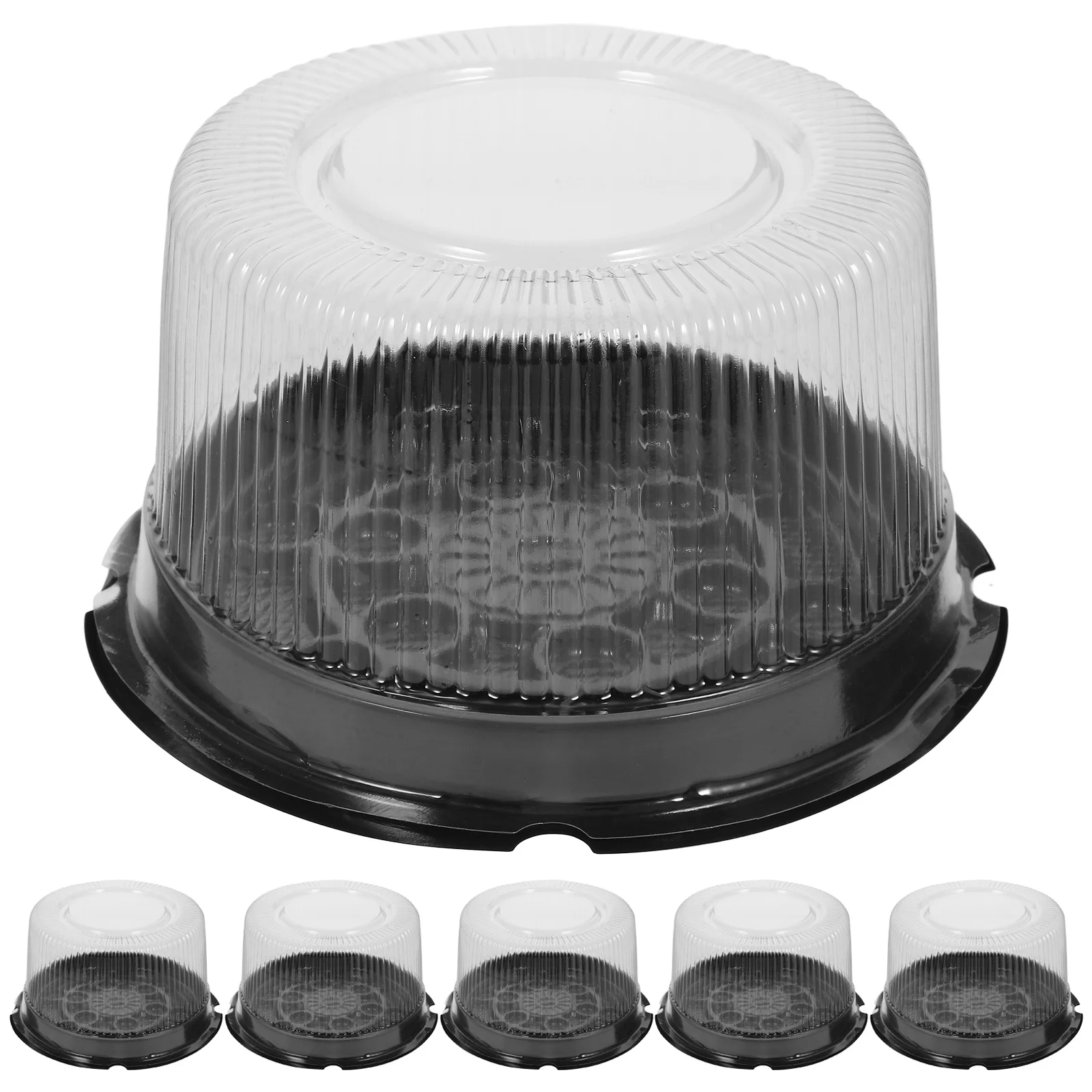

1Set Cake Box Black 6 Inch Round High Dome Transparent Bakery Dessert Packing Mousse Container Carrier Display