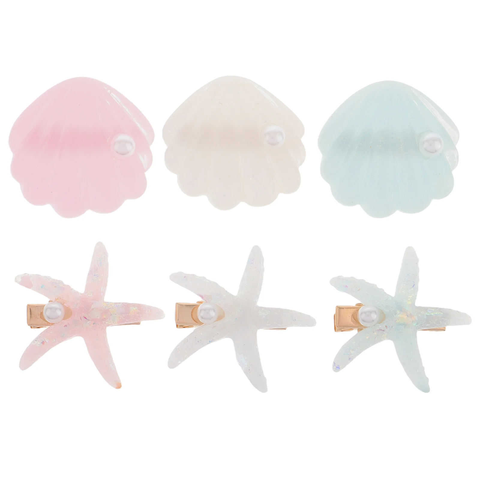 

6Pcs Seashell Star Hair Clips Set Cute Mermaid Beach Hair Accessories Girls Party Decorative Ocean Hairpin Seashell Hairclip