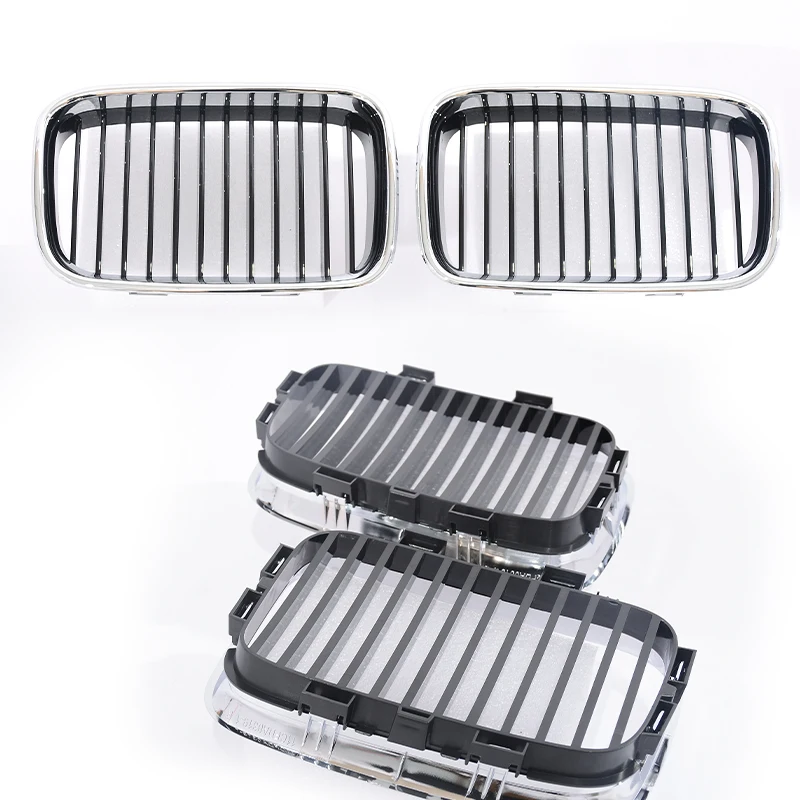 Single Line Chrome Frame Silver Grill Kidney Grill For BMW 3 Series E36 Pre-LCI Coupe Sedan 1992-1996 316i 318i 320i 325is view 4