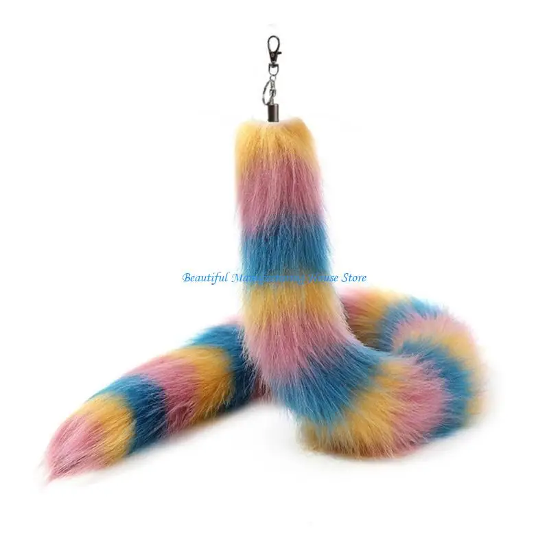 

E56A Portable Keychain Pendant with Foxes Tail Enhancement Dainty Hangings Decoration