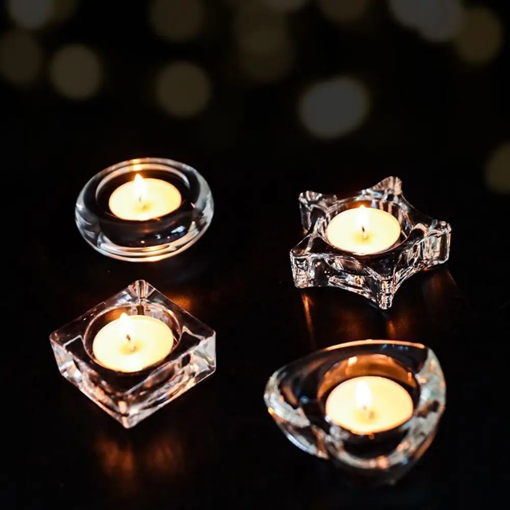 Simple Mini Transparent Candlestick Exquisite Multi-purpose Glass Candle Holder Handmade Star Shape Candlestick Bar