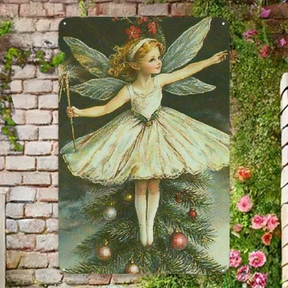 Vintage-Fee-Metallblechschild für die Wand, 20,3 x 30,5 cm, rustikale Heimdekoration, Weihnachtsbaumschild für Küche, Wohnzimmer, Bauernhaus