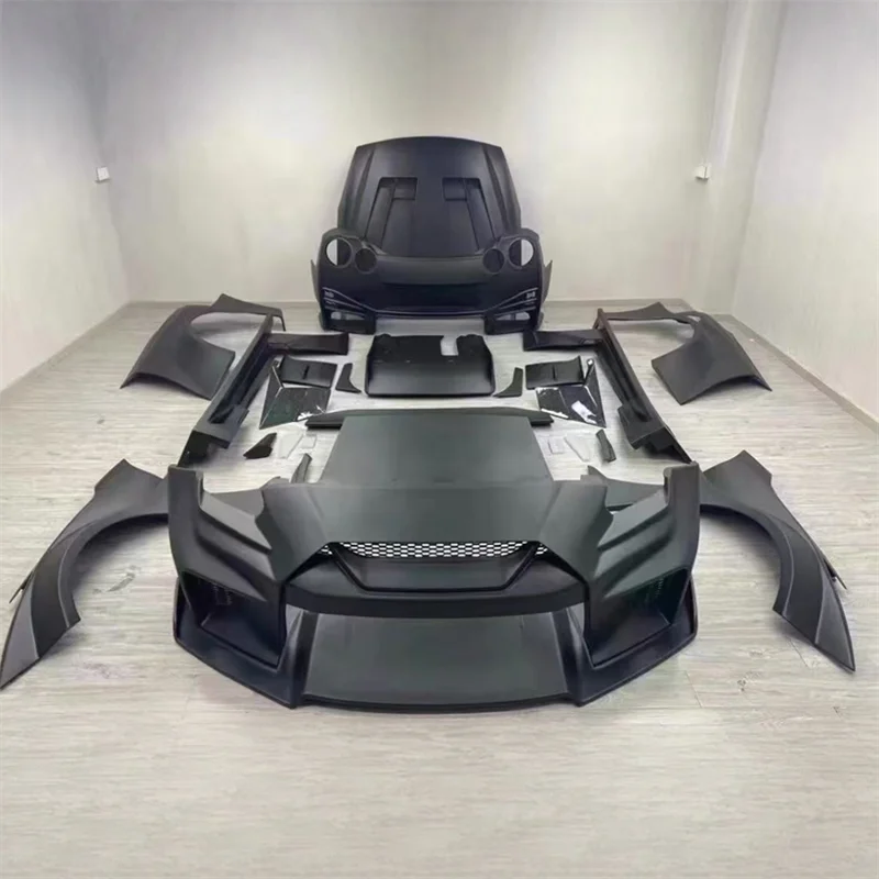 Kit de carrocería de fibra de carbono real LB-3 para Nissan GTR R35: parachoques delanteros y traseros, faldones laterales, alerón y kit de carrocería ancha.