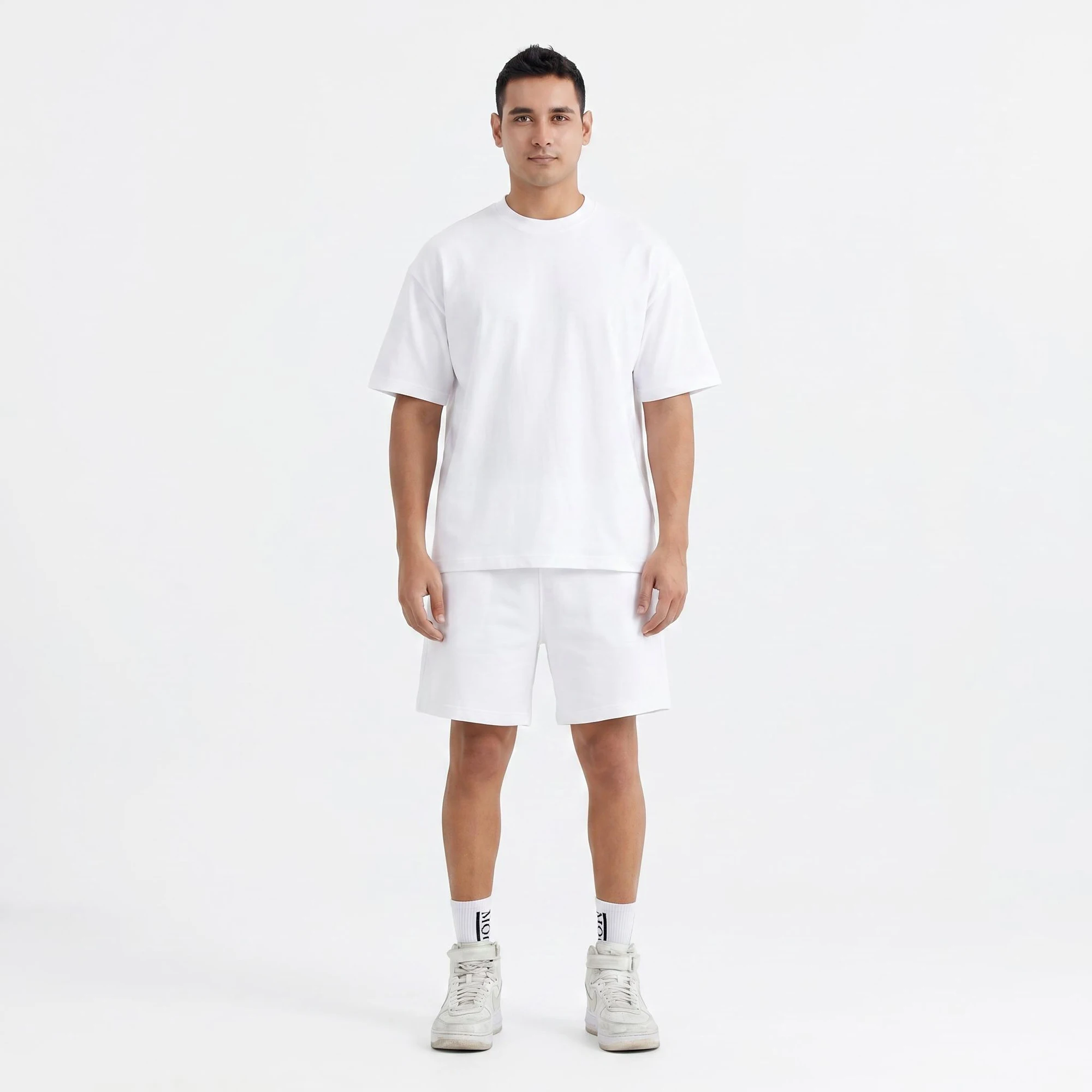 UNITE TOUD Men's 220g Sorona Oversized T‑Shirt Classic Basic Colors Soft Comfy 70%Cotton 30%Polyester Wide Fit Casual Top