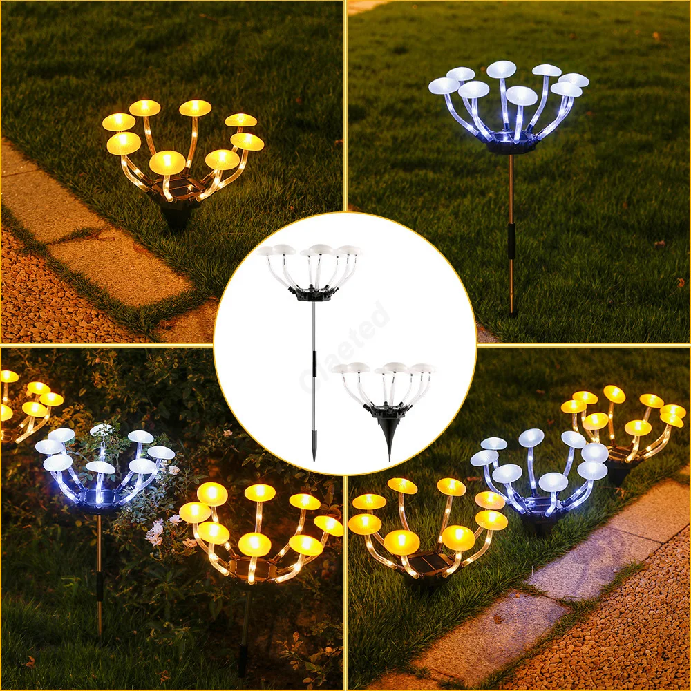 Solar Mushroom Inserted in Nightlight Outdoor Rain-proof Courtyard Garden Terrace Lawn Decorative Atmosphere Lighting Lamps
