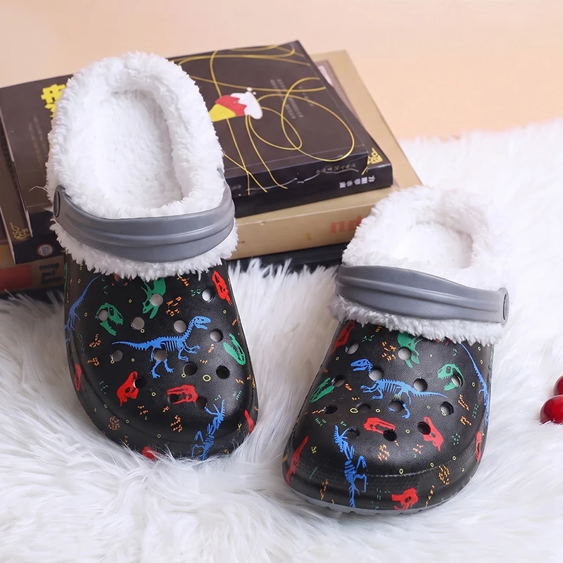 2026 Winter Children's Slippers Stars Dinosaur Clogs Kids Shoes Soft Anti-Skid Indoor Home Designer Baby Shoes For Boys Girls