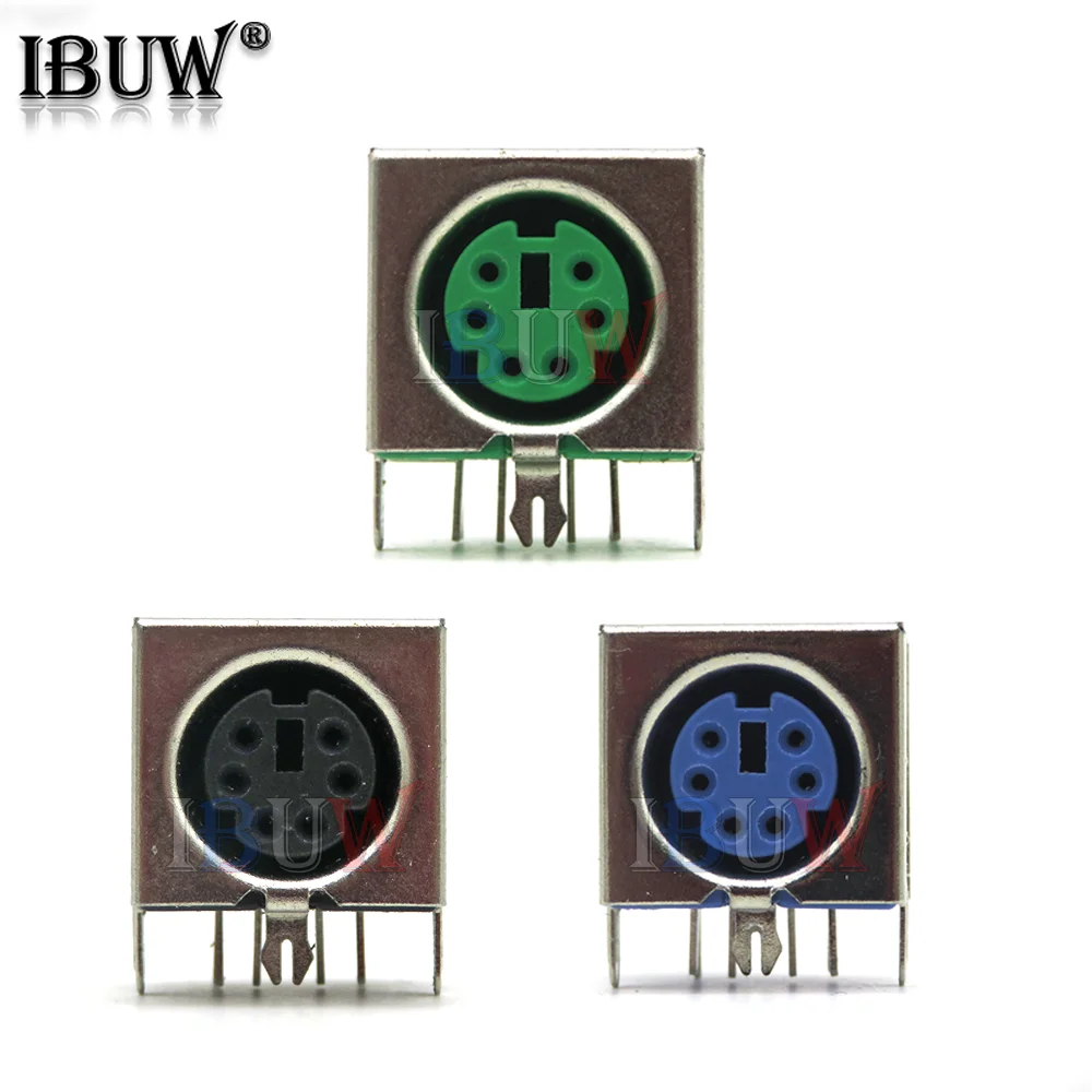 5PCS/lot Keyboard Socket PS2 6P Mouse Socket 6-pin Connector Round Purple Green Black