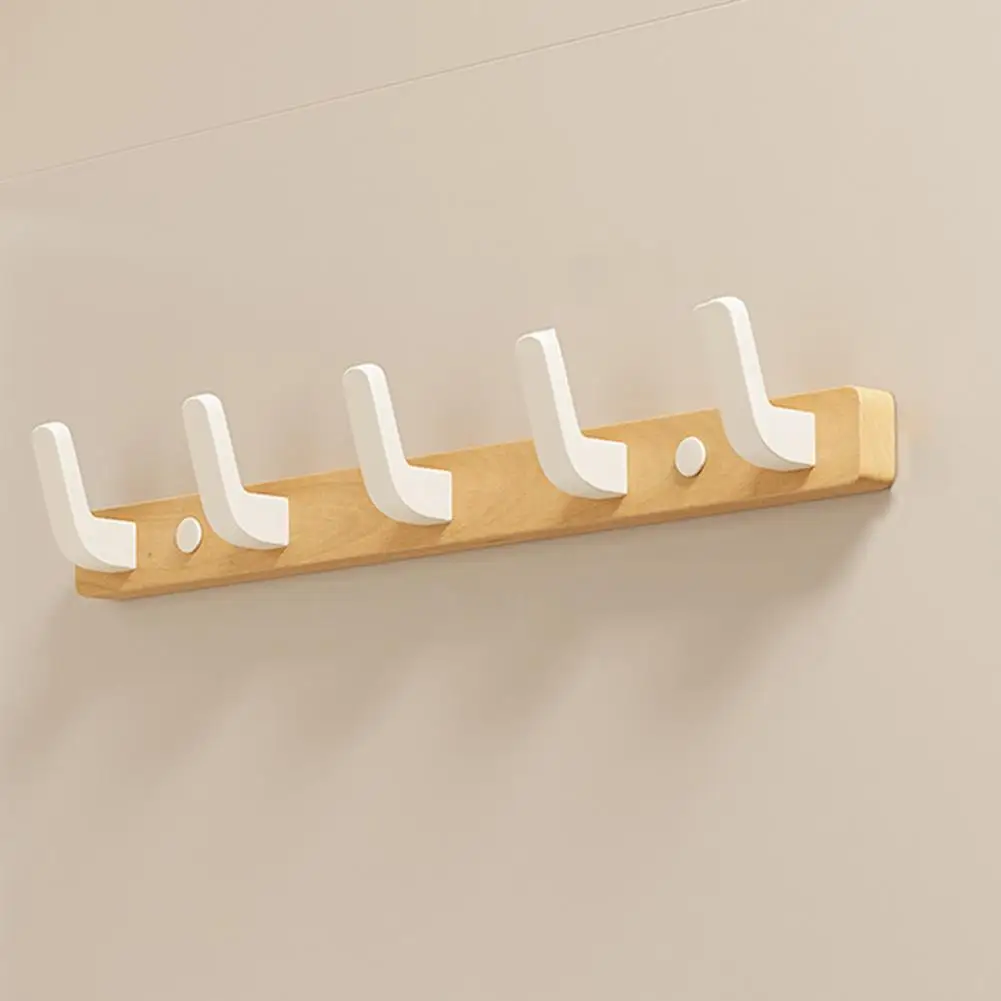 Long-lasting Coat Rack Sturdy Walnut Wood Coat Rack with 5 Hooks Heavy Duty Wall Mount Jacket Hanger Easy Installation for Home image 6