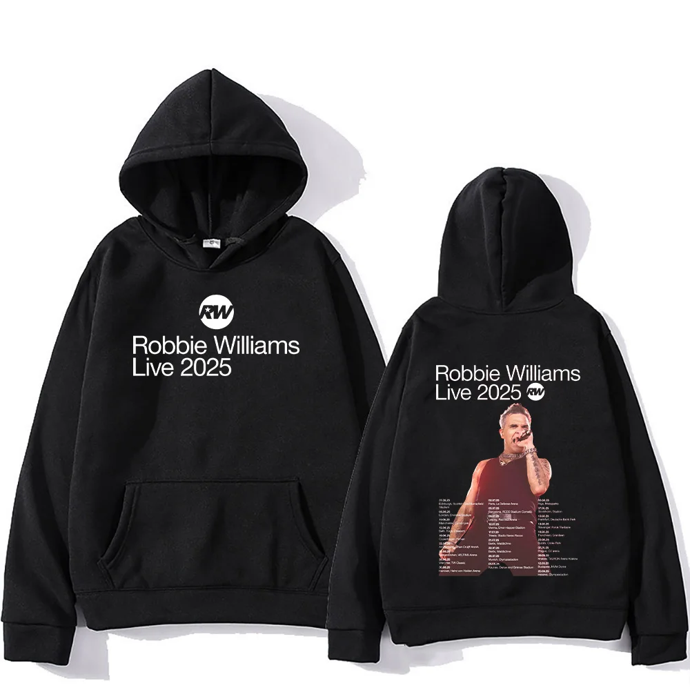 

RW Robbie Williams Live 2025 Tour Hoodies Robbie Williams Sweatshirt Fashion High Street Women Men Pullovers Long Sleeve Clothes