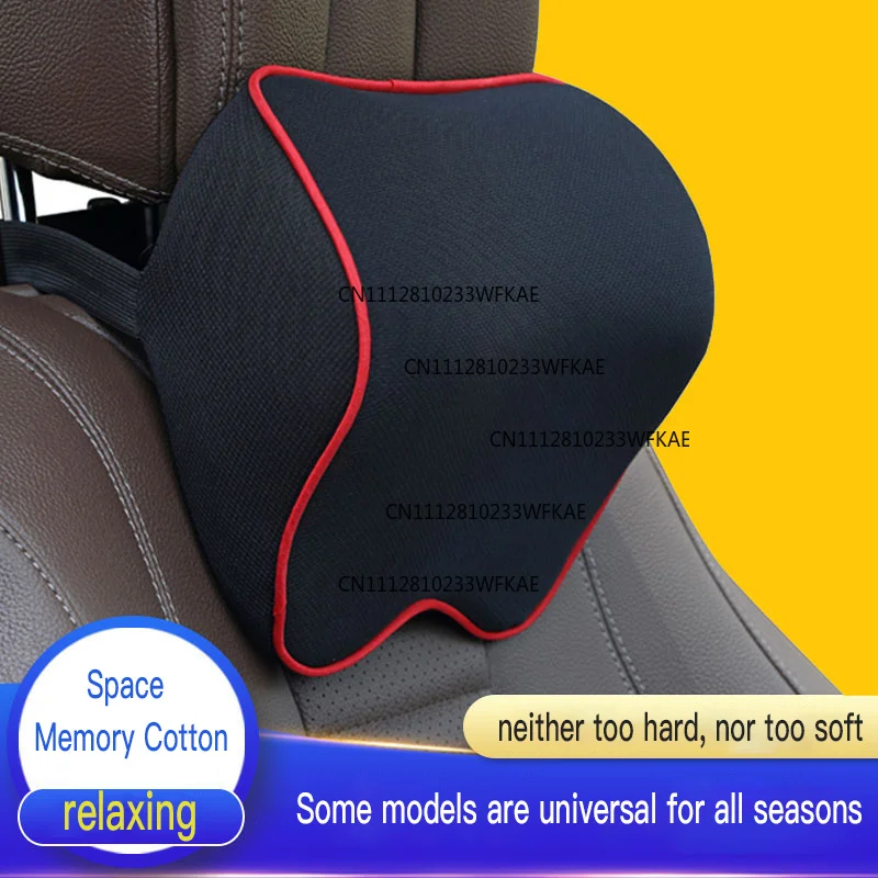 Soft memory foam car neck pillow and lumbar support, comfortable and breathable in-car seat support accessories