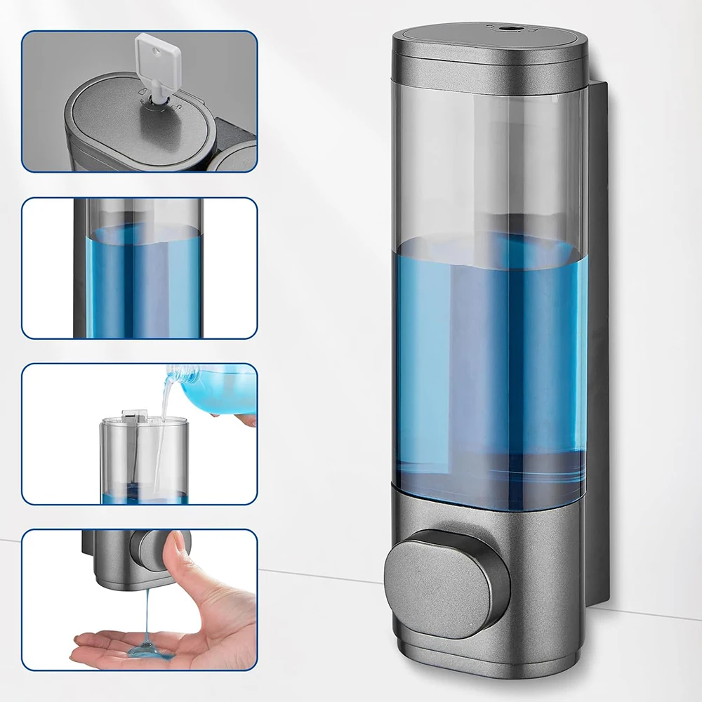 300ml Plastic Hand Washing Soap Bottle Bathroom Liquid Soap Dispenser Wall-mounted Manual Press