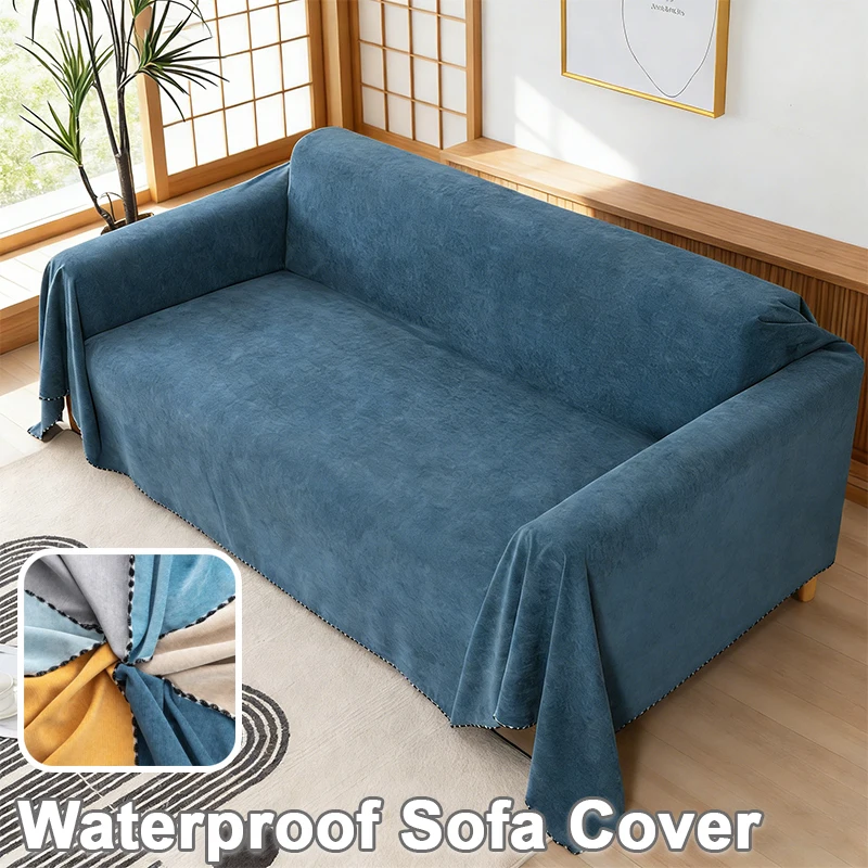 

All Season Waterproof Sofa Protector Solid Color Large Sofa Cover Durable Anti Slip Furniture Cloth for Living Room Bedroom