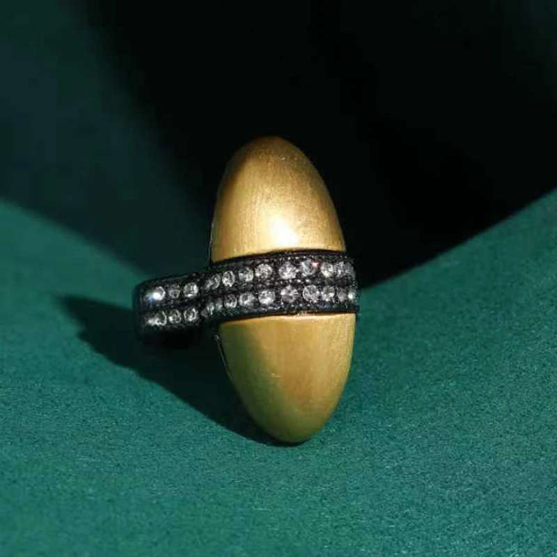 

Vintage Oval Enamel Paint Yellow Rings White Rhinestone Stripe Chain For Woman Antique Gold Color Jewelry 2026 New Trend Gift