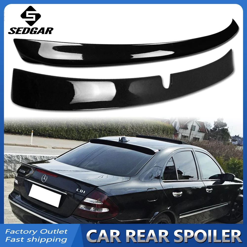 For 2003-2009 Mercedes Benz E CLASS W211 Trunk Spoiler & Roof Wing High Quality ABS Glossy Black Top + Tail Rear Spoiler