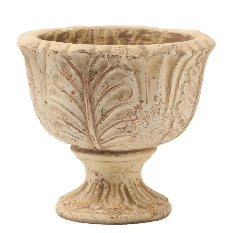 Coarse Pottery Flower Pot for Bonsai Succulents European Pastoral Style Outdoor Indoor Household Plant Straight Planter