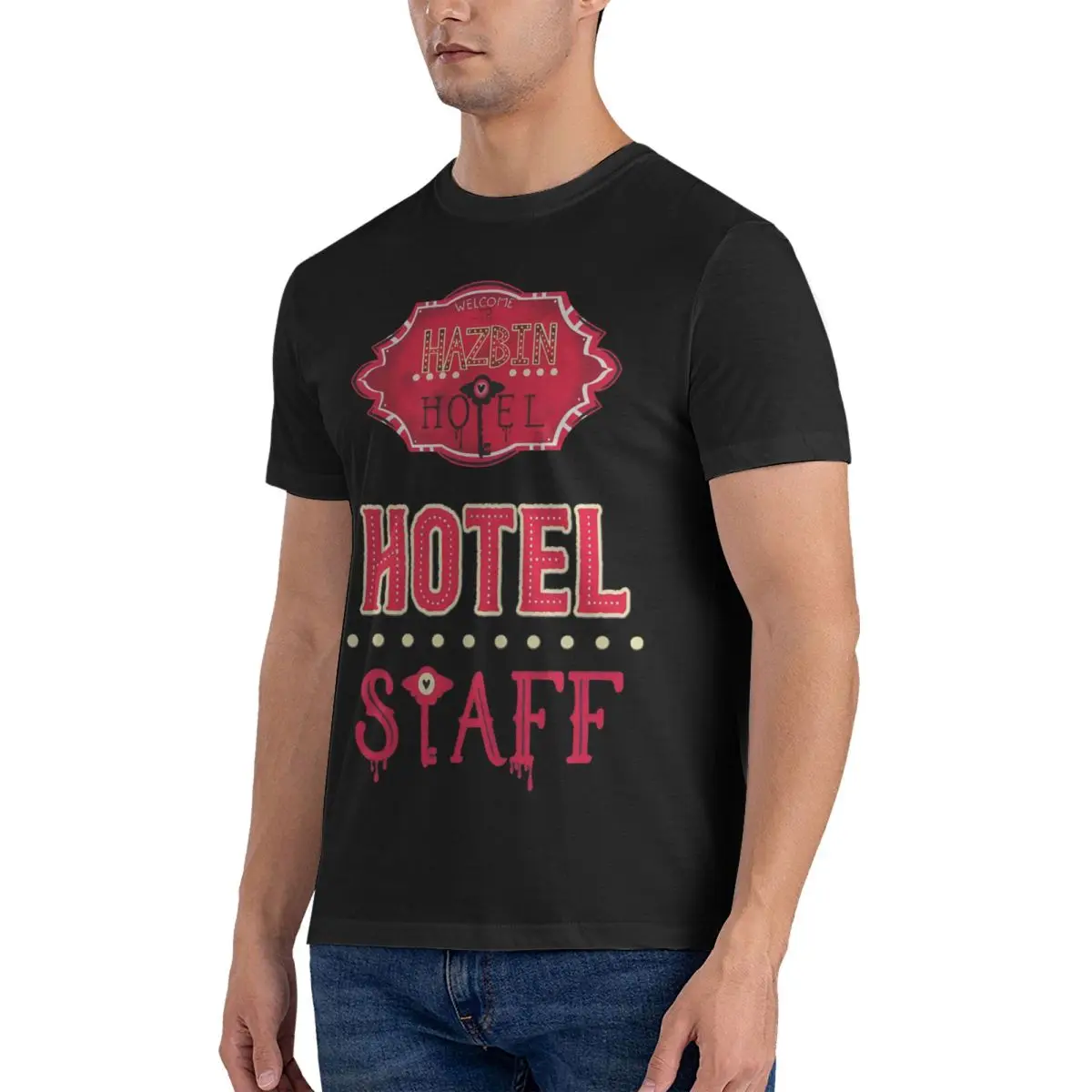 Country Music Staff Cool Gifts T-Shirts Men H-Hazbins Hotels Vintage Cotton Tees Crewneck Short Sleeve T Shirt Printed Clothing