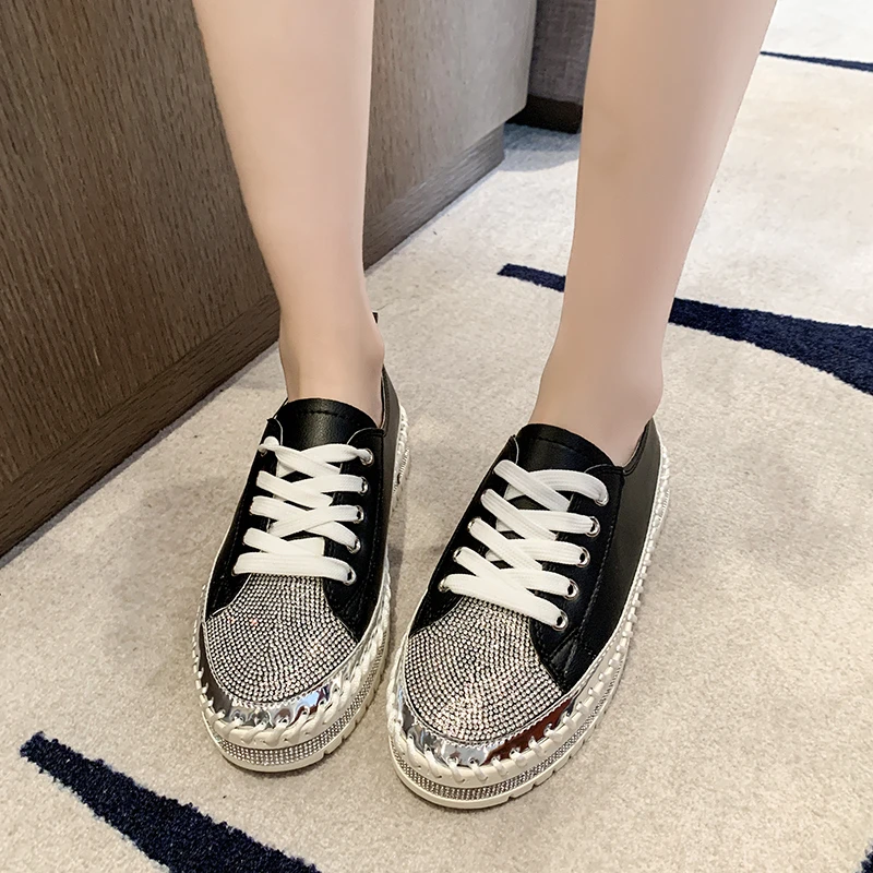 Woman Shoes Sneakers Flats Platform Tennis 2024 Rhinestone New Arrival Plus Size Women\'s Fashion Casual Female New Rock on Sale