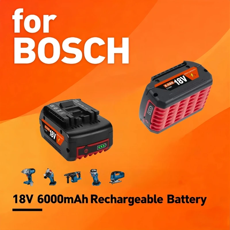 

18V 6.0AhRechargeable Lithium-ion Battery for Bosch BAT609 BAT609G BAT618 BAT618G BAT614 for Electric Drill with Charger
