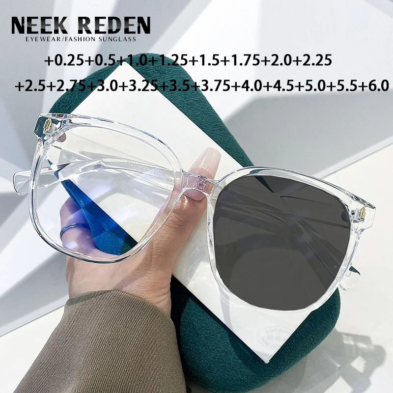 

Large Frame Photochromic Reading Glasses Women Retro Optical Computer Presbyopia With Diopters 0 +0.5 +1.75 +2.75 +4.5 +5.0 +6.0