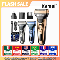 Kemei 3 In 1 Powerful Electric Shaver Facial Body Hair Trimmer Beard Shaving Machine Razor Nose Ear Hair Trimmer for Men KM-1429